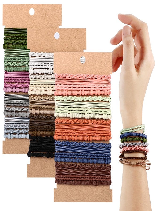 Draupnir 60 Pcs Boho Hair Ties, 4 Styles Elastic Hair Tie Bracelets for Women Hair Tie Bracelets Ponytail Holders for Girls with Thick and Thin Hair - Image 1